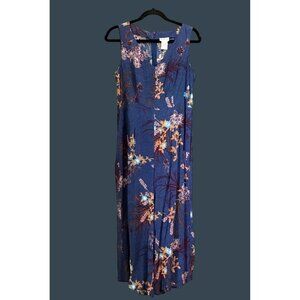 MONROE & MAIN WOMENS NAVY FLORAL ZIPUP CLOSURE STRAIGHT LEG JUMPSUIT SIZE 10